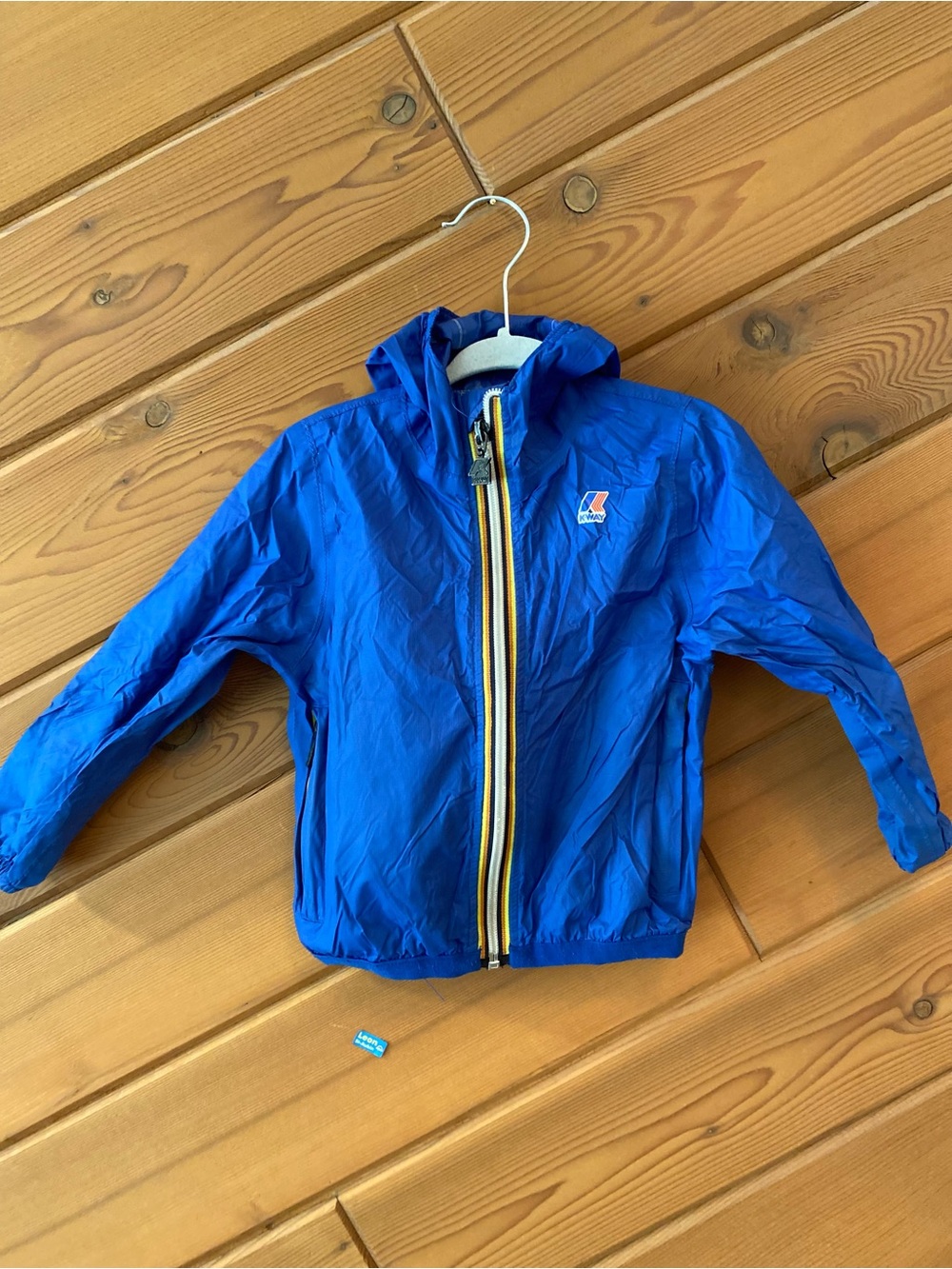 K-Way retro Kids Hooded Windbreaker with Yellow-Trim Zip